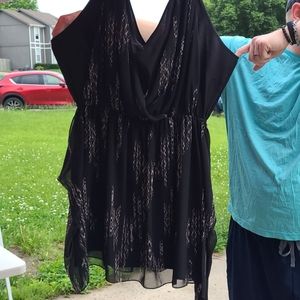 LYS black "goddess" drape DRESS 1X